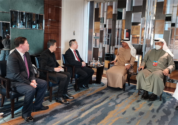 2022年2月5日，来华出席北京2022 年冬奥会开幕式的阿联酋阿布扎比王储穆罕默德在北京会见了米兰体育平台app官网董事长刘敬桢一行，并对米兰体育平台app官网在阿处于困难时期给予的宝贵支持表示感谢.jpg